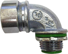 Anaconda Sealtite - 3/4" Trade, Zinc Plated Steel Threaded Angled Liquidtight Conduit Connector - Insulated - Benchmark Tooling