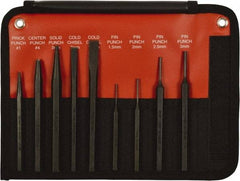 Mayhew - 9 Piece, 9/32 to 5/32", Pin Punch Set - Hex Shank, Steel, Comes in Kit Bag - Benchmark Tooling