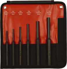 Mayhew - 6 Piece, 3 to 10mm, Pin Punch Set - Hex Shank, Steel, Comes in Kit Bag - Benchmark Tooling