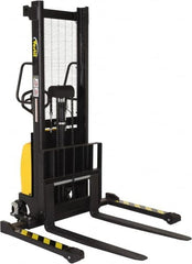 Vestil - 2,000 Lb Capacity, 63" Lift Height, Battery Powered Stacker - 2-1/8" Lowered Height, 42" Fork Length, 26-3/4" Overall Width - Benchmark Tooling