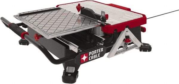 Porter-Cable - 7" Blade Diam, Tile Saw - 3,600 RPM, 16" Table Depth x 26" Table Width, 20 Volts, 5/8" Arbor - Benchmark Tooling