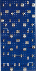 Triton - 24" Wide x 24" High Peg Board Kit - 2 Panels, 46 Hooks, Steel with Epoxy Coating, Blue - Benchmark Tooling