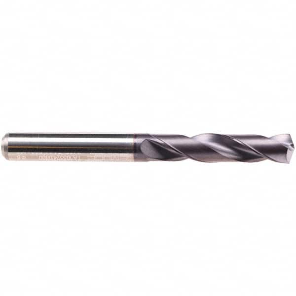 Emuge - 11.25mm 140° Spiral Flute Solid Carbide Screw Machine Drill Bit - TiAlN Finish, Right Hand Cut, 55mm Flute Length, 102mm OAL, Four Facet Point, Straight Shank - Benchmark Tooling