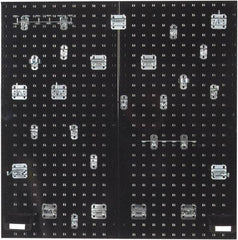 Triton - 18" Wide x 36" High Peg Board Kit - 2 Panels, 28 Hooks, Steel with Epoxy Coating, Black - Benchmark Tooling