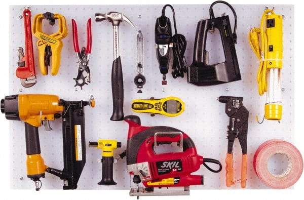 Triton - 22" Wide x 18" High Peg Board Kit - 1 Panel, 24 Hooks, Polypropylene, White - Benchmark Tooling