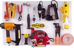 Triton - 22" Wide x 18" High Peg Board Kit - 1 Panel, 24 Hooks, Polypropylene, White - Benchmark Tooling