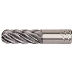 Kennametal - 1-1/4", 6 Flute, Single End, Solid Carbide, 3/8" Corner Radius End Mill - 6-1/2" OAL, 38° Helix, Right Hand Flute, 3-1/2" LOC, Right Hand Cut - Benchmark Tooling