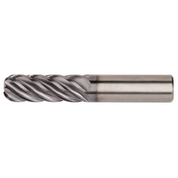 Kennametal - 1/2", 6 Flute, Single End, Solid Carbide, 0.09" Corner Radius End Mill - 4" OAL, 38° Helix, Right Hand Flute, 2" LOC, Right Hand Cut - Benchmark Tooling