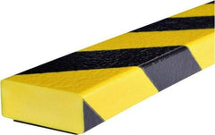 PRO-SAFE - 39" Long, Polyurethane Foam Type D Surface Guard - Black/Yellow, 1" High x 2" Wide Side - Benchmark Tooling