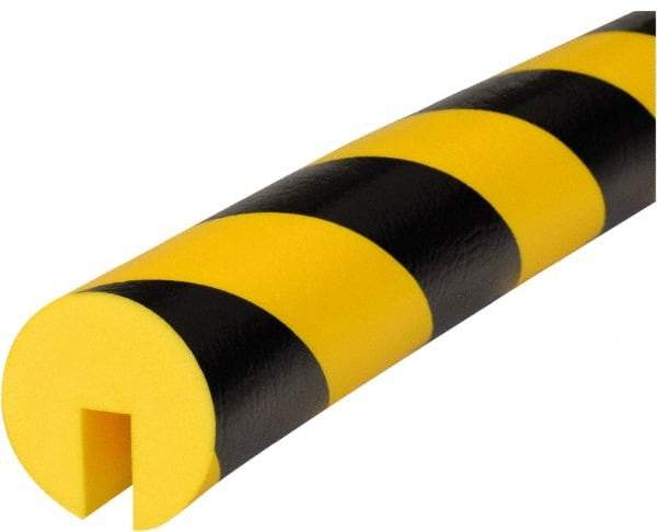 PRO-SAFE - 39" Long, Polyurethane Foam Type B+ Edge Guard - Black/Yellow, 1" High x 2" Wide Side - Benchmark Tooling