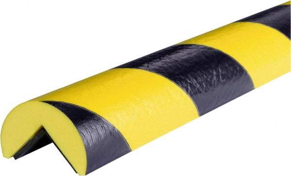 PRO-SAFE - 39" Long, Polyurethane Foam Type A Corner Guard - Black/Yellow, 1" High x 2" Wide Side - Benchmark Tooling