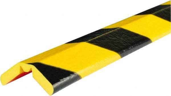 PRO-SAFE - 197" Long, Polyurethane Foam Type W Bumper Guard - Black/Yellow, 1" High x 2" Wide Side - Benchmark Tooling