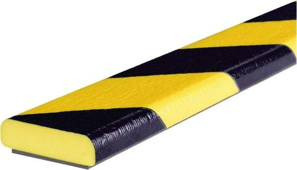 PRO-SAFE - 39" Long, Polyurethane Foam Type F Surface Guard - Black/Yellow, 1" High x 2" Wide Side - Benchmark Tooling