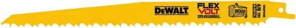 DeWALT - 9" Long x 1" Thick, Bi-Metal Reciprocating Saw Blade - Tapered Profile, 6 TPI, Toothed Edge, Tang Shank - Benchmark Tooling