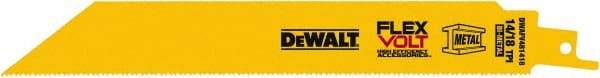 DeWALT - 8" Long x 1" Thick, Bi-Metal Reciprocating Saw Blade - Straight Profile, 14 to 18 TPI, Toothed Edge, Tang Shank - Benchmark Tooling