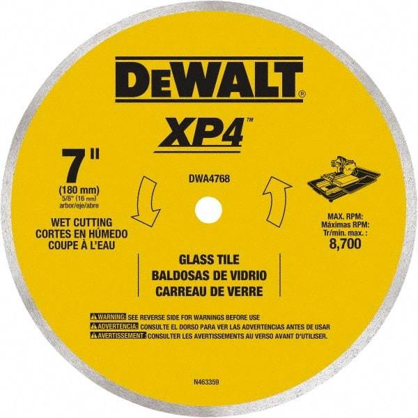 DeWALT - 7" Diam, 15.88mm Arbor Hole Diam, Continuous Edge Tooth Wet & Dry Cut Saw Blade - Steel, Smooth Action, Standard Round Arbor - Benchmark Tooling