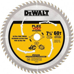 DeWALT - 7-1/4" Diam, 15.88mm Arbor Hole Diam, 60 Tooth Wet & Dry Cut Saw Blade - Steel, Smooth Action, Standard Round Arbor - Benchmark Tooling