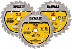 DeWALT - 7-1/4" Diam, 15.88mm Arbor Hole Diam, 24 Tooth Wet & Dry Cut Saw Blade - Steel, Smooth Action, Standard Round Arbor - Benchmark Tooling