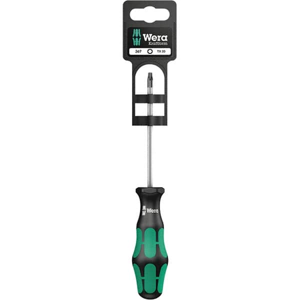 Wera - T15 Torx Driver - 3-1/8" Blade Length, 12-13/64" OAL, Ergonomic Handle, Chrome Plated Steel - Benchmark Tooling