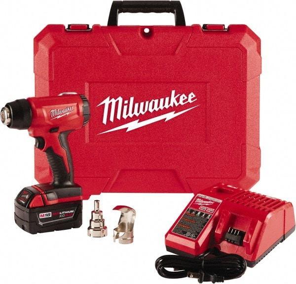 Milwaukee Tool - 0 to 875°F Heat Setting, 6 CFM Air Flow, Heat Gun Kit - 18 Volts, 5 Amps, 360 Watts - Benchmark Tooling