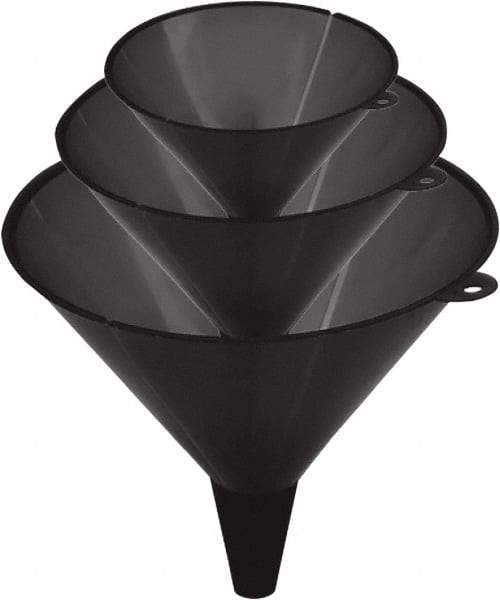 lumax - 48 oz Capacity Plastic Funnel Set - Straight Spout, Black - Benchmark Tooling