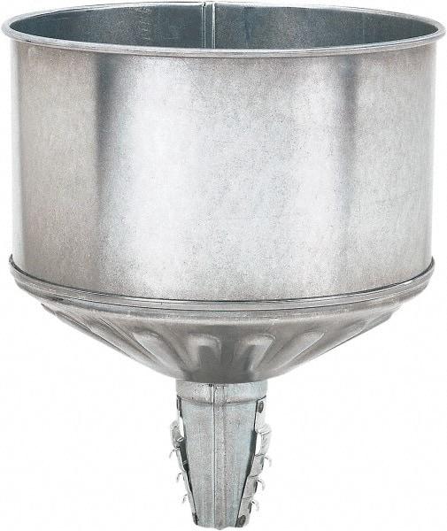 lumax - 256 oz Capacity Steel Funnel - 9-1/2" Mouth OD, 1-1/4" Tip OD, 3-3/4" Straight Spout, Silver - Benchmark Tooling