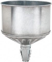 lumax - 256 oz Capacity Steel Funnel - 9-1/2" Mouth OD, 1-1/4" Tip OD, 3-3/4" Straight Spout, Silver - Benchmark Tooling