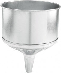 lumax - 256 oz Capacity Steel Funnel - 9-1/2" Mouth OD, 1-1/4" Tip OD, 3-3/4" Straight Spout, Silver - Benchmark Tooling