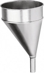 lumax - 204 oz Capacity Steel Funnel - 8-1/2" Mouth OD, 1-1/8" Tip OD, 3-1/4" Straight Spout, Silver - Benchmark Tooling