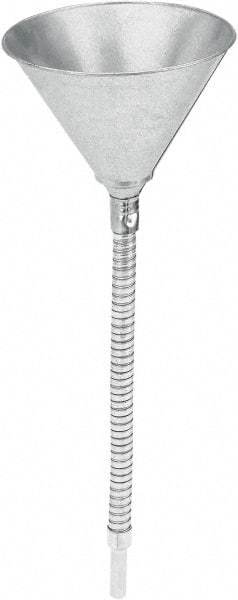 lumax - 16 oz Capacity Steel Funnel - 6" Mouth OD, 1/2" Tip OD, 13-1/4" Flexible Spout, Silver - Benchmark Tooling