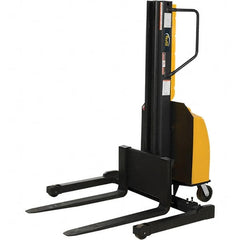 Vestil - 1,500 Lb Capacity, 118" Lift Height, Battery Powered Stacker - 2" Lowered Height, 36" Fork Length, 29" Overall Width - Benchmark Tooling