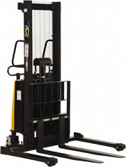 Vestil - 2,000 Lb Capacity, 63" Lift Height, Battery Powered Stacker - 2-1/8" Lowered Height, 42" Fork Length, 58" Overall Width - Benchmark Tooling