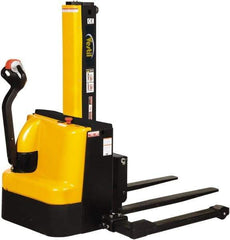 Vestil - 2,500 Lb Capacity, 90" Lift Height, Battery Powered Stacker - 2-1/8" Lowered Height, 42" Fork Length, 58" Overall Width - Benchmark Tooling