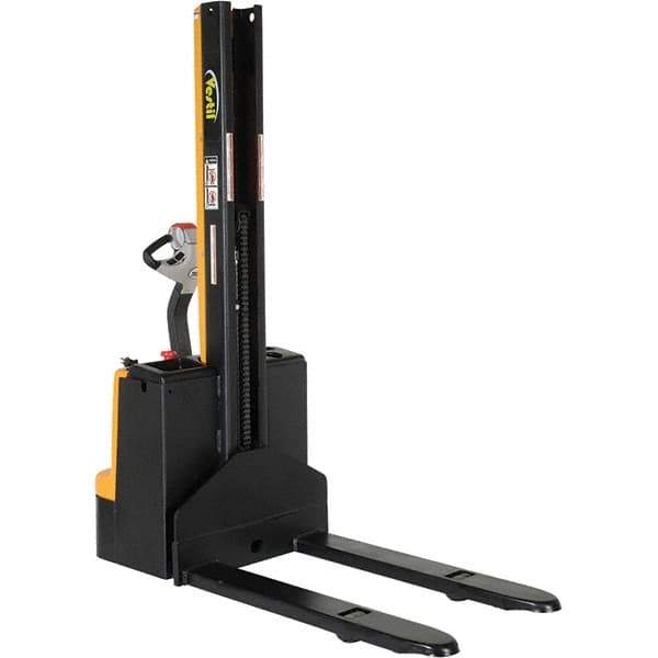 Vestil - 2,200 Lb Capacity, 62" Lift Height, Battery Powered Stacker - 3-3/8" Lowered Height, 42" Fork Length, 32" Overall Width - Benchmark Tooling