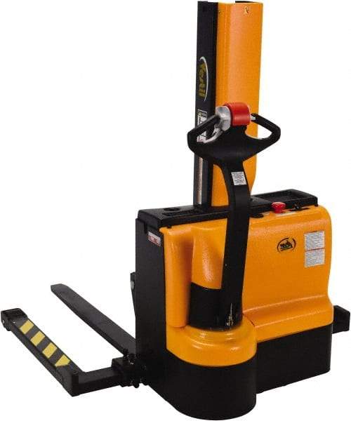 Vestil - 3,000 Lb Capacity, 45" Lift Height, Battery Powered Stacker - 1-1/2" Lowered Height, 42" Fork Length, 57" Overall Width - Benchmark Tooling