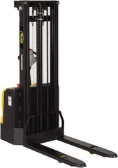 Vestil - 2,200 Lb Capacity, 118" Lift Height, Battery Powered Stacker - 3-3/8" Lowered Height, 42" Fork Length, 30" Overall Width - Benchmark Tooling