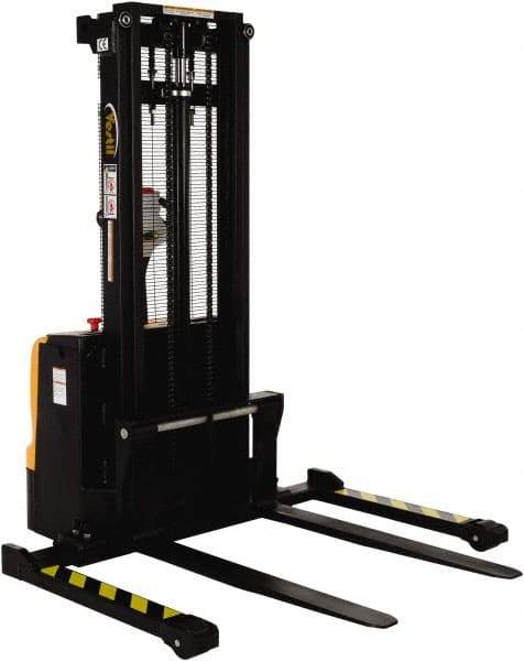 Vestil - 2,200 Lb Capacity, 101" Lift Height, Battery Powered Stacker - 2-1/8" Lowered Height, 42" Fork Length, 58" Overall Width - Benchmark Tooling