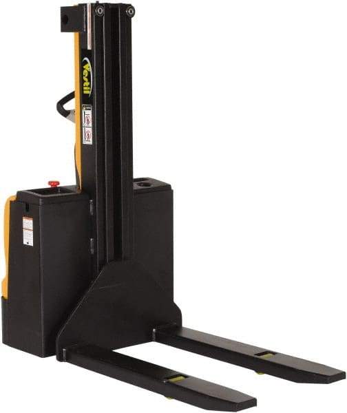 Vestil - 2,200 Lb Capacity, 62" Lift Height, Battery Powered Stacker - 3-3/8" Lowered Height, 42" Fork Length, 32" Overall Width - Benchmark Tooling