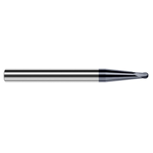 1/4″ Dia. × 3/8″ Shank × 0.2″ DOC × 4″ OAL, Carbide AlTiN, 2 Flute, Ballnose End Mill - Exact Industrial Supply