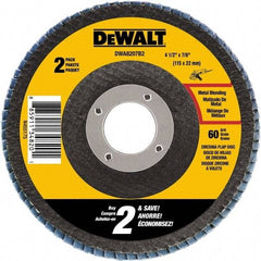 DeWALT - 60 Grit, 4-1/2" Wheel Diam, 3/4" Wheel Thickness, 7/8" Arbor Hole, Type 29 Depressed Center Wheel - Medium Grade, Zirconia Alumina, 13,300 Max RPM - Benchmark Tooling