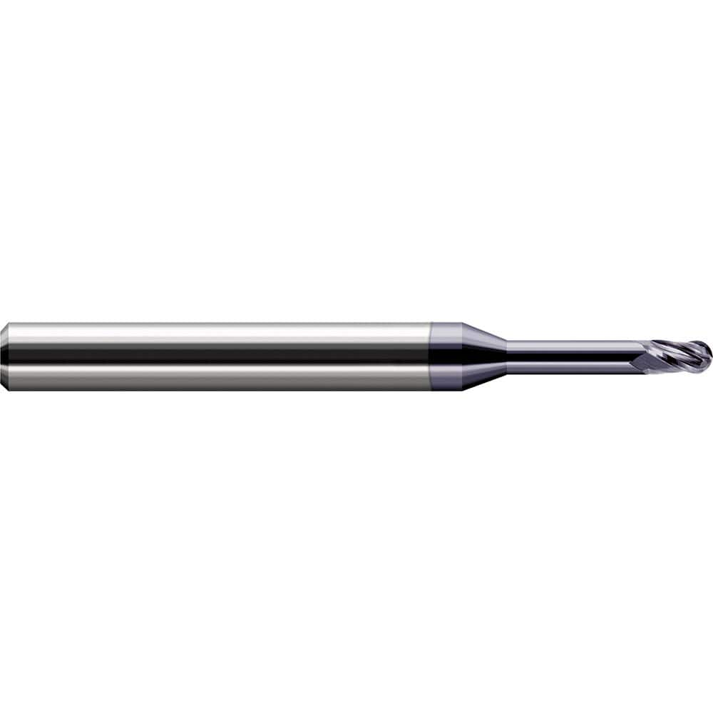 Harvey Tool - Ball End Mills; Mill Diameter (Inch): 1/64 ; Mill Diameter (Decimal Inch): 0.0150 ; Number of Flutes: 3 ; Length of Cut (Decimal Inch): 0.0230 ; Material: Solid Carbide ; Overall Length (Inch): 2-1/2 - Exact Industrial Supply