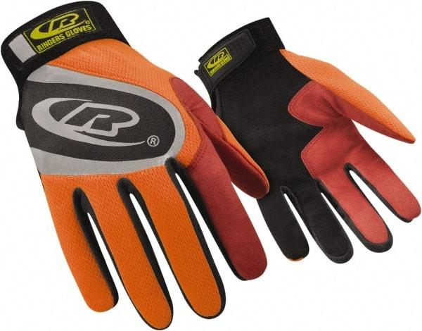 Ringers Gloves - Size 3XL (13) Synthetic Blend Work Gloves - For General Purpose, Uncoated, Hook & Loop Cuff, Orange/Red/Black, Paired - Benchmark Tooling
