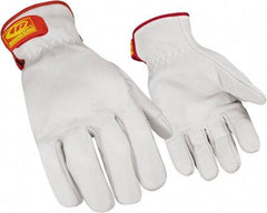 Ringers Gloves - Size 2XL (12), ANSI Cut Lvl 3, Goatskin Leather Cut Resistant Gloves - Hook & Loop Cuff, White, Paired - Benchmark Tooling