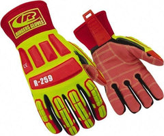 Ringers Gloves - Size M (9), ANSI Cut Lvl 5, Cut & Puncture Resistant Gloves - Open Cuff, Hi-Vis Yellow/Red/Black, Paired - Benchmark Tooling