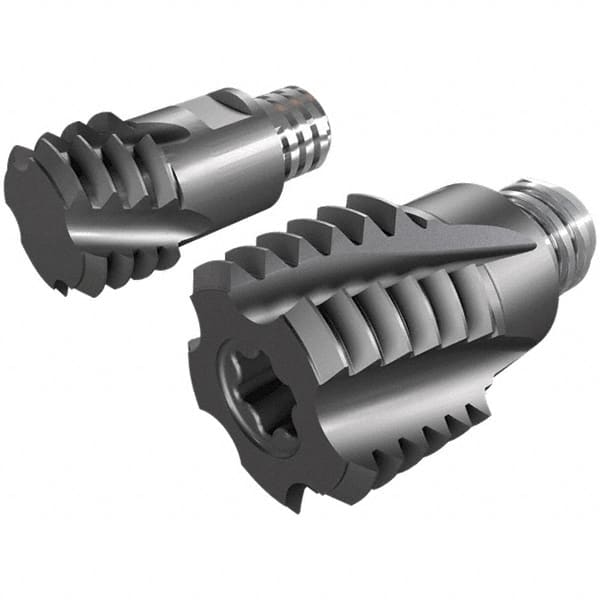 Iscar - MT-ISO-MM Grade IC908 Carbide Thread Milling Tip Insert - TiAlN Finish, 4 Flutes, 12mm Cutting Diam, 9mm Depth of Cut, 14.3mm Extension - Benchmark Tooling