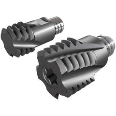 Iscar - MT-ISO-MM Grade IC908 Carbide Thread Milling Tip Insert - TiAlN Finish, 4 Flutes, 12mm Cutting Diam, 9mm Depth of Cut, 14.3mm Extension - Benchmark Tooling