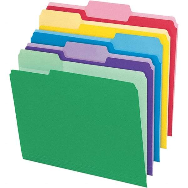 Pendaflex - 11-5/8 x 9-1/2", Letter Size, Assorted Colors, File Folders with Top Tab - 11 Point Stock, Assorted Tab Cut Location - Benchmark Tooling