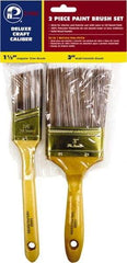 Premier Paint Roller - 1-1/2 & 3" Angle/Flat Polyester General Purpose Paint Brush Set - 2-1/4 & 3" Bristle Length, 6 & 6-1/2" Wood Sash & Beavertail Handle - Benchmark Tooling