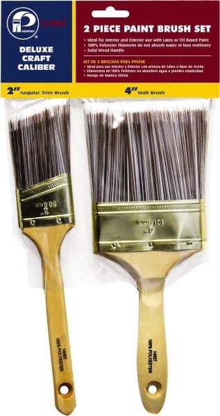 Premier Paint Roller - 2 & 4" Angle/Flat Polyester General Purpose Paint Brush Set - 2-1/2 & 3-1/2" Bristle Length, 6 & 6-1/2" Wood Sash & Beavertail Handle - Benchmark Tooling