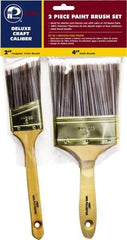 Premier Paint Roller - 2 & 4" Angle/Flat Polyester General Purpose Paint Brush Set - 2-1/2 & 3-1/2" Bristle Length, 6 & 6-1/2" Wood Sash & Beavertail Handle - Benchmark Tooling